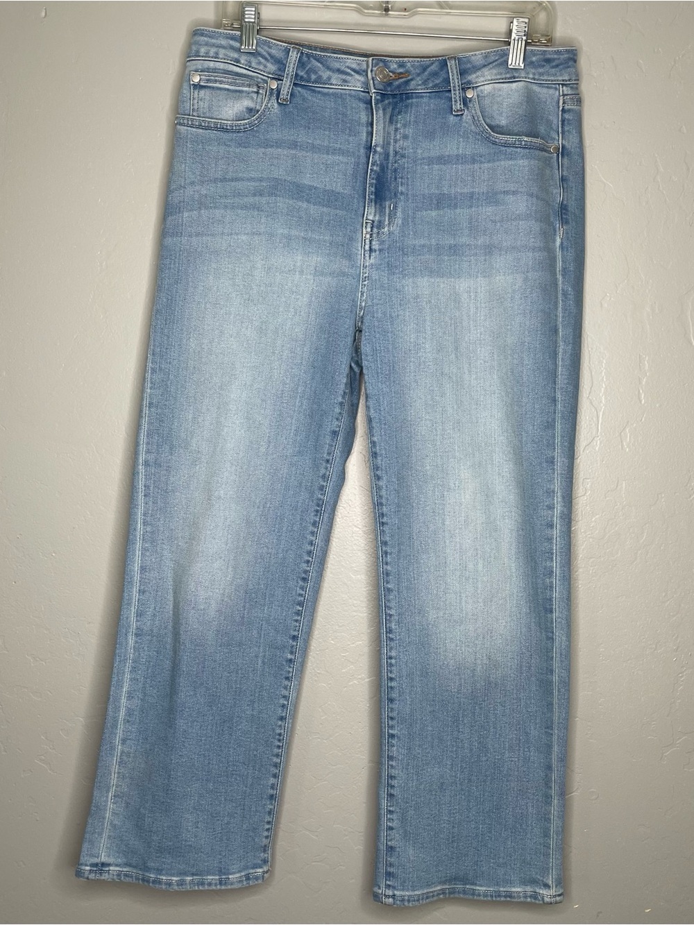 Quince Womens Light Wash Stretch High Rise Straight Jeans Sz 31